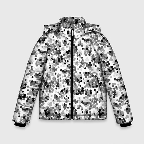 Зимняя куртка для мальчика Черно серый кофетти на белом фоне / 3D-Светло-серый – фото 1