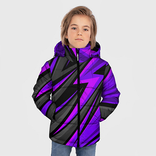 Зимняя куртка для мальчика Спорт униформа - пурпурный / 3D-Черный – фото 3