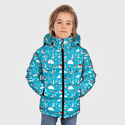 Куртка зимняя для мальчика Кораблики и облака, цвет: 3D-красный — фото 2