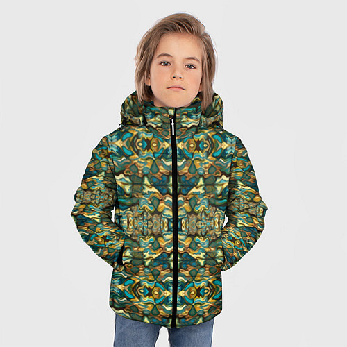 Зимняя куртка для мальчика Мозаика из самоцветов / 3D-Черный – фото 3
