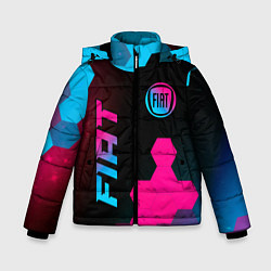 Куртка зимняя для мальчика Fiat - neon gradient: надпись, символ, цвет: 3D-черный