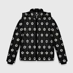 Куртка зимняя для мальчика Японский узор цветов, цвет: 3D-черный