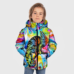 Куртка зимняя для мальчика Маскировка хамелеона на фоне ярких красок, цвет: 3D-светло-серый — фото 2