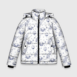 Куртка зимняя для мальчика Ракеты и астероиды, цвет: 3D-черный