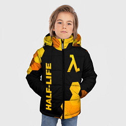 Куртка зимняя для мальчика Half-Life - gold gradient: надпись, символ, цвет: 3D-черный — фото 2