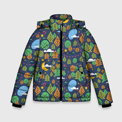 Зимняя куртка для мальчика Ночной лес / 3D-Светло-серый – фото 1