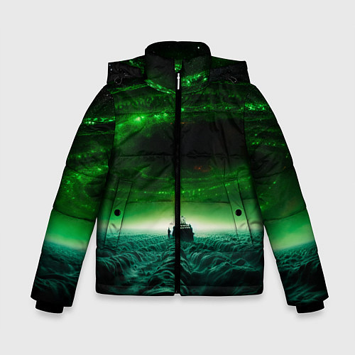 Зимняя куртка для мальчика Космический шторм / 3D-Светло-серый – фото 1