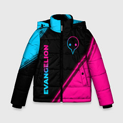 Зимняя куртка для мальчика Evangelion - neon gradient: надпись, символ