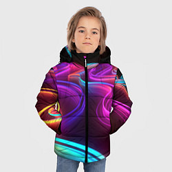 Куртка зимняя для мальчика Неоновые волны, цвет: 3D-черный — фото 2
