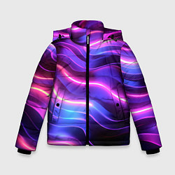 Куртка зимняя для мальчика Неоновые волны, цвет: 3D-черный