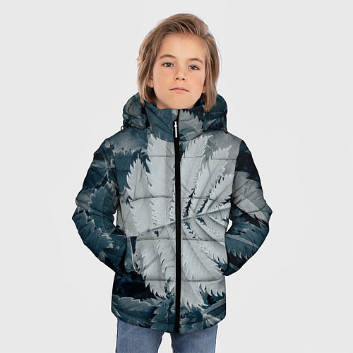Зимняя куртка для мальчика Белый лист / 3D-Черный – фото 3