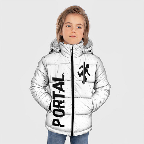 Зимняя куртка для мальчика Portal glitch на светлом фоне: надпись, символ / 3D-Черный – фото 3
