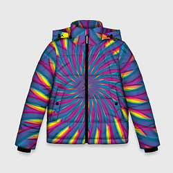 Куртка зимняя для мальчика Оптическая иллюзия веер, цвет: 3D-черный