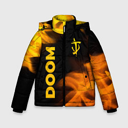 Куртка зимняя для мальчика Doom - gold gradient: надпись, символ, цвет: 3D-черный