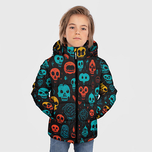 Зимняя куртка для мальчика Skull party / 3D-Красный – фото 3
