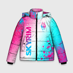 Куртка зимняя для мальчика Skyrim neon gradient style: надпись, символ, цвет: 3D-черный