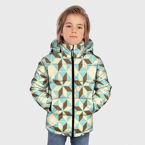 Зимняя куртка для мальчика Brown blue pattern / 3D-Черный – фото 3