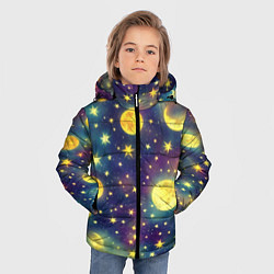 Куртка зимняя для мальчика Космос, Луна и Солнце, цвет: 3D-светло-серый — фото 2