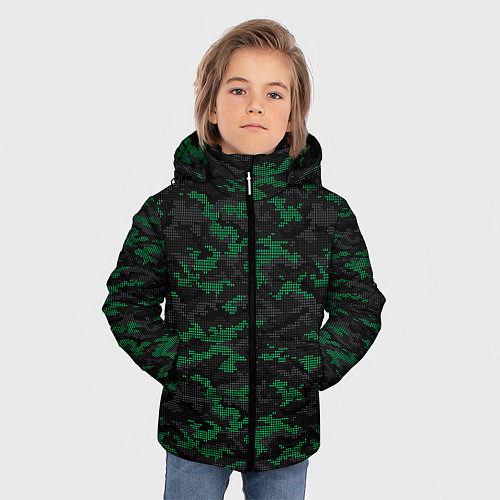 Зимняя куртка для мальчика Точечный камуфляжный узор Spot camouflage pattern / 3D-Черный – фото 3