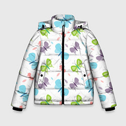 Куртка зимняя для мальчика Милые бабочки, цвет: 3D-светло-серый