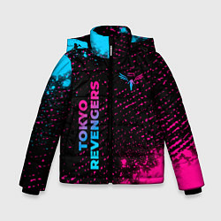Куртка зимняя для мальчика Tokyo Revengers - neon gradient: надпись, символ, цвет: 3D-черный
