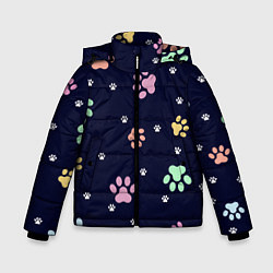 Куртка зимняя для мальчика Лапки животных, цвет: 3D-черный