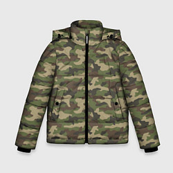 Куртка зимняя для мальчика Камуфляж лесной зелёный, цвет: 3D-светло-серый