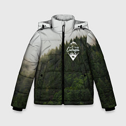Куртка зимняя для мальчика Я из Сибири на фоне леса, цвет: 3D-светло-серый