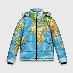 Куртка зимняя для мальчика Атлас мира, цвет: 3D-черный