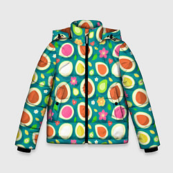 Зимняя куртка для мальчика Текстура авокадо и цветы
