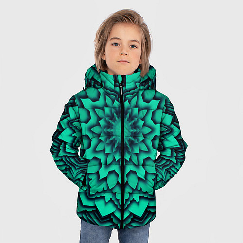 Зимняя куртка для мальчика Мандала анахата чакра / 3D-Черный – фото 3