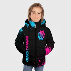 Куртка зимняя для мальчика Gears of War - neon gradient: надпись, символ, цвет: 3D-черный — фото 2