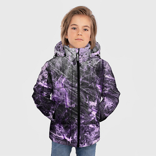 Зимняя куртка для мальчика Текстура - Lilac smoke / 3D-Черный – фото 3