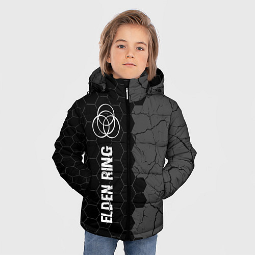 Зимняя куртка для мальчика Elden Ring glitch на темном фоне: по-вертикали / 3D-Черный – фото 3