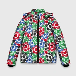 Куртка зимняя для мальчика Фишки, Ставки, Покер, цвет: 3D-светло-серый
