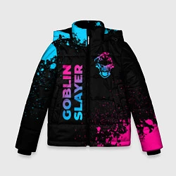 Куртка зимняя для мальчика Goblin Slayer - neon gradient: надпись, символ, цвет: 3D-черный