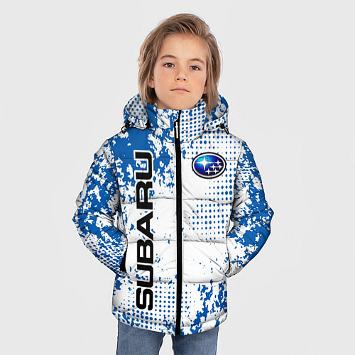 Зимняя куртка для мальчика Subaru blue logo / 3D-Черный – фото 3