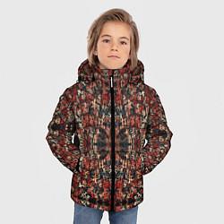 Куртка зимняя для мальчика Красные иероглифы на черном фоне, цвет: 3D-черный — фото 2