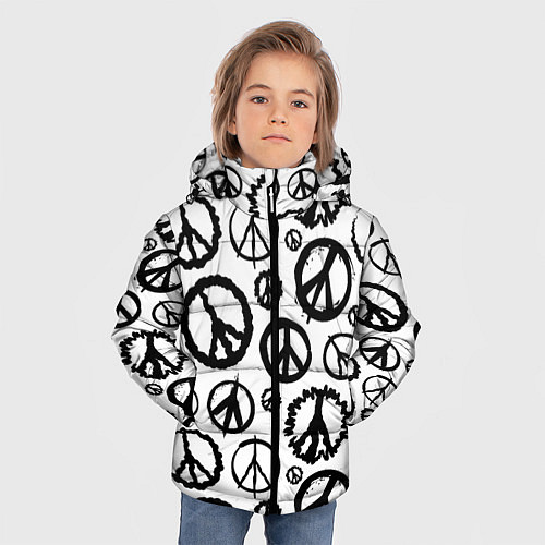 Зимняя куртка для мальчика Many peace logo / 3D-Черный – фото 3