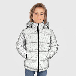 Куртка зимняя для мальчика Хаотичная черно-белая рябь - узор Хуф и Ся, цвет: 3D-светло-серый — фото 2