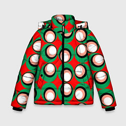 Куртка зимняя для мальчика Орнамент из контрастных кругов, цвет: 3D-черный