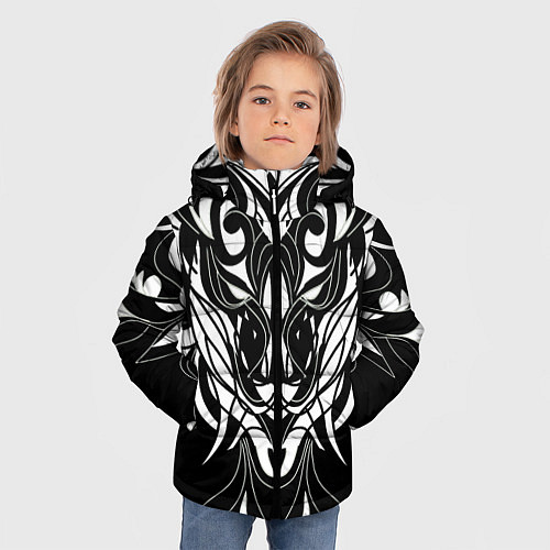 Зимняя куртка для мальчика Белый узор / 3D-Черный – фото 3