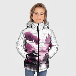 Куртка зимняя для мальчика Японские мотивы - фиолетовый, цвет: 3D-черный — фото 2