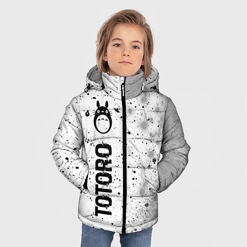 Зимняя куртка для мальчика Totoro glitch на светлом фоне: по-вертикали / 3D-Черный – фото 3