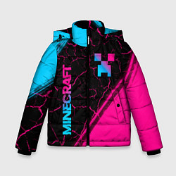 Куртка зимняя для мальчика Minecraft - neon gradient: надпись, символ, цвет: 3D-черный