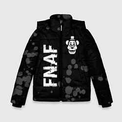 Зимняя куртка для мальчика FNAF glitch на темном фоне: надпись, символ
