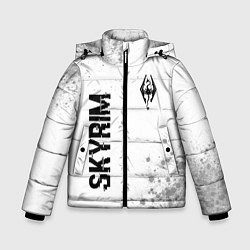 Зимняя куртка для мальчика Skyrim glitch на светлом фоне: надпись, символ