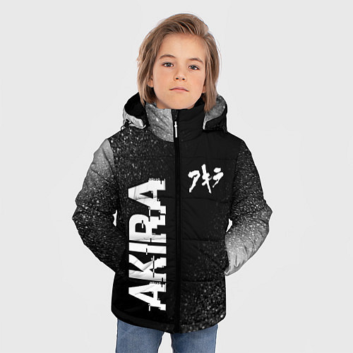 Зимняя куртка для мальчика Akira glitch на темном фоне: надпись, символ / 3D-Черный – фото 3