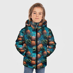 Куртка зимняя для мальчика Ананасы в воде, цвет: 3D-черный — фото 2