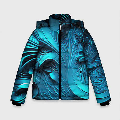 Зимняя куртка для мальчика Неоновые объемные узоры / 3D-Светло-серый – фото 1